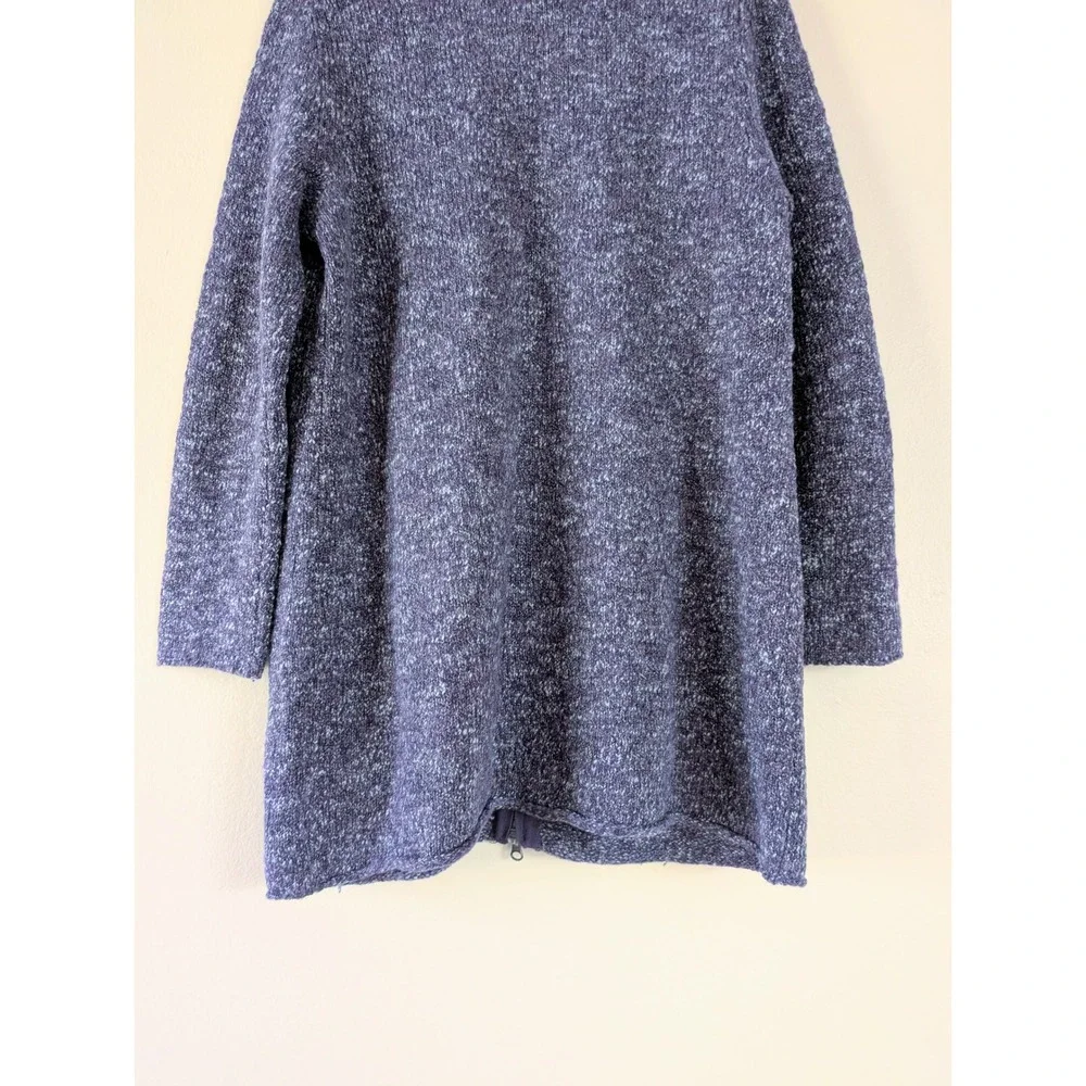 J.Jill Wool Alpaca Blend Full Zip Long Cardigan Purple Marled L‎ Lagenlook Boho